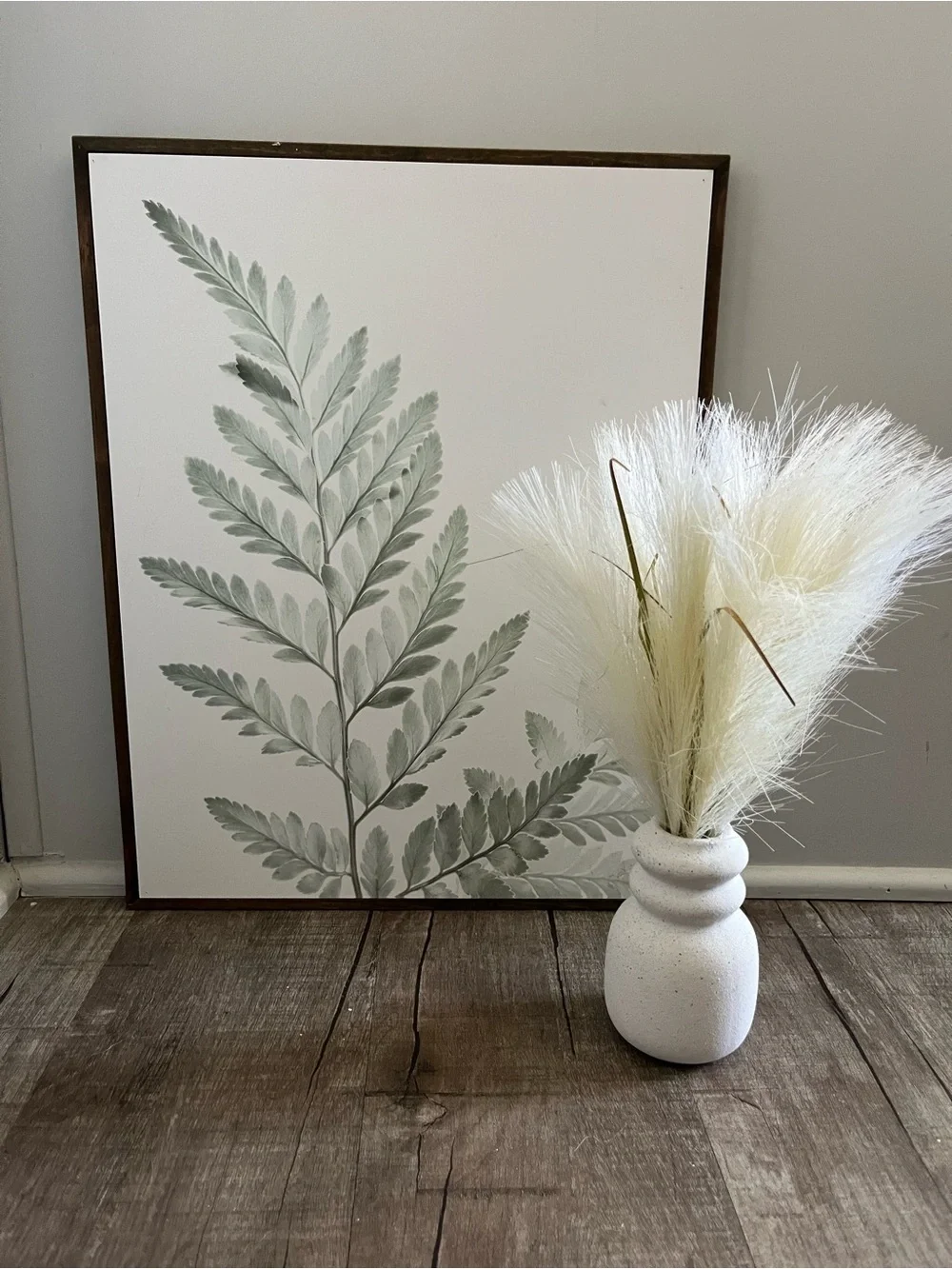 Green Fern Wall Art Print with Wood Frame